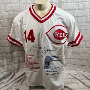 Autographed Pete Rose Cincinnati Reds Charlie Hustle Jersey Mens 2XL 14 Baseball